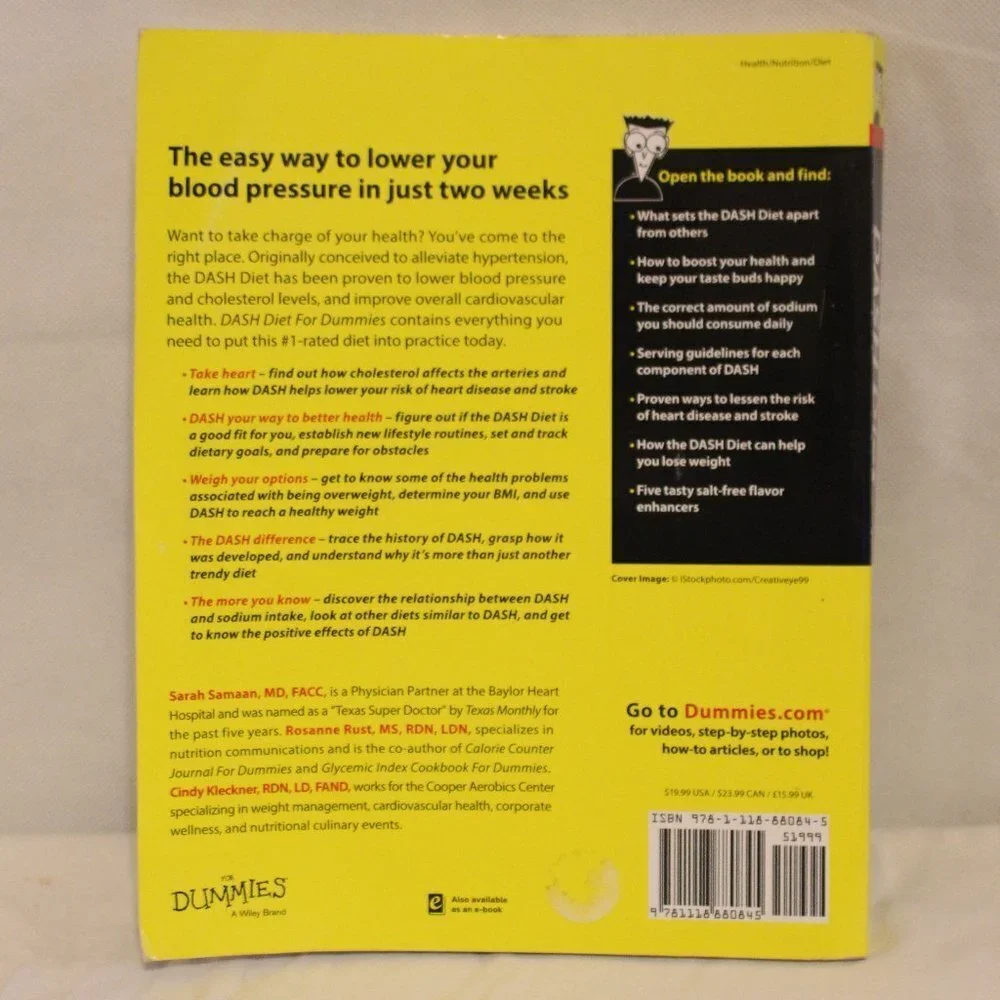 DASH Diet for Dummies by Sarah Samaan Recipe Cook Book Weight Loss